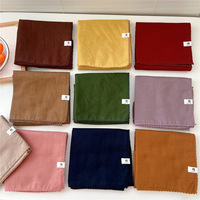 Desain baru warna polos bernapas katun ramah kulit 68*68cm syal persegi untuk wanita syal wanita Bandana
