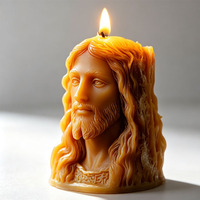 Bougie parfumée de méditation spirituelle, statue 3D de la Vierge Marie et de Jésus, bougie sculptée artisanale en cire de soja, bougie décorative