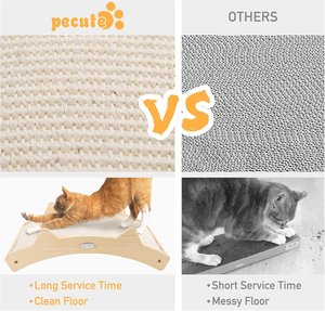 Rascador de Sisal de Doble Cara para Gatos de Interior, Sisal Resistente |   Sisal natural y tela para alfombras, estructura de madera maciza y duradera - Product Image 5