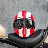 Casque moto rétro en fibre de verre pour homme et femme vintage café racer