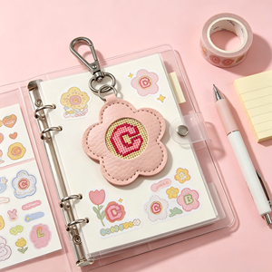 Leren naaldwerk sleutelhanger charme bloem zelf afgewerkt naaldwerk ornament, borduurwerk patch sleutelhouder, DIY gepersonaliseerd cadeau - Product Image 2