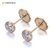 Pendientes de Botón Populares de Oro Sólido de 14k y 18k con Diamantes Reales, Engaste de Bisel, Pendientes de Diamantes Cultivados en Laboratorio, Joyería Fina