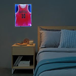 Boîte d'exposition pour maillots avec éclairage LED et porte en <span class=keywords><strong>verre</strong></span>, cadre en bois noir pour maillots de basketball/baseball - Product Image 6