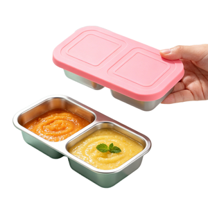 Stainless Steel Divided Food <b>Container</b> With Clip-On Lid Rectangle Shape Airtight Freshness Preservation Travel Fridge Use - Product Image 1