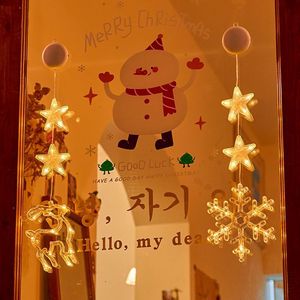 Décoration de Noël transfrontalière, lampe à ventouse en plastique, étoile à cinq branches, chambre à coucher, fenêtre, aménagement de centre commercial, lumière de bonhomme de neige - Product Image 4