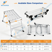 DIYU Tabouret pliant robuste en aluminium pour lavage de voiture, plateforme de travail portable antidérapante avec conception pliable à plat pour le detailing automobile
