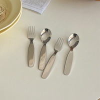 Cuillère et fourchette en acier inoxydable pour enfants, couverts pour bébé, cuillère à manger et à boire, fourchette à fruits, petite cuillère, cuillère à dessert