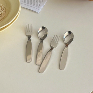 Cuillère et fourchette en acier inoxydable pour enfants, couverts pour bébé, cuillère à manger et à boire, fourchette à fruits, petite cuillère, cuillère à dessert - Product Image 1