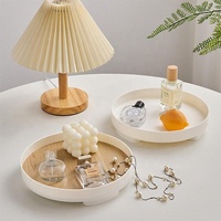 Plateau de rangement rond nordique en plastique, organiseur de vanité, plateau de service décoratif pour salle de bain, cuisine, bureau