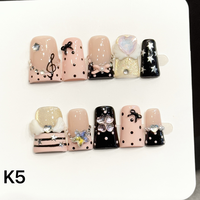 516-520 Faux ongles à presser faits main en forme de bec de canard, 10 pièces, réutilisables, en acrylique, pour enfants, motif carré artificiel