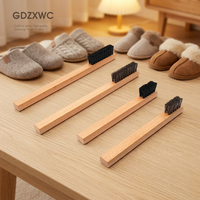 Brosse de nettoyage anti-poussière pour coutures de chaussures en poils de cheval et laine, avec manche en bois écologique