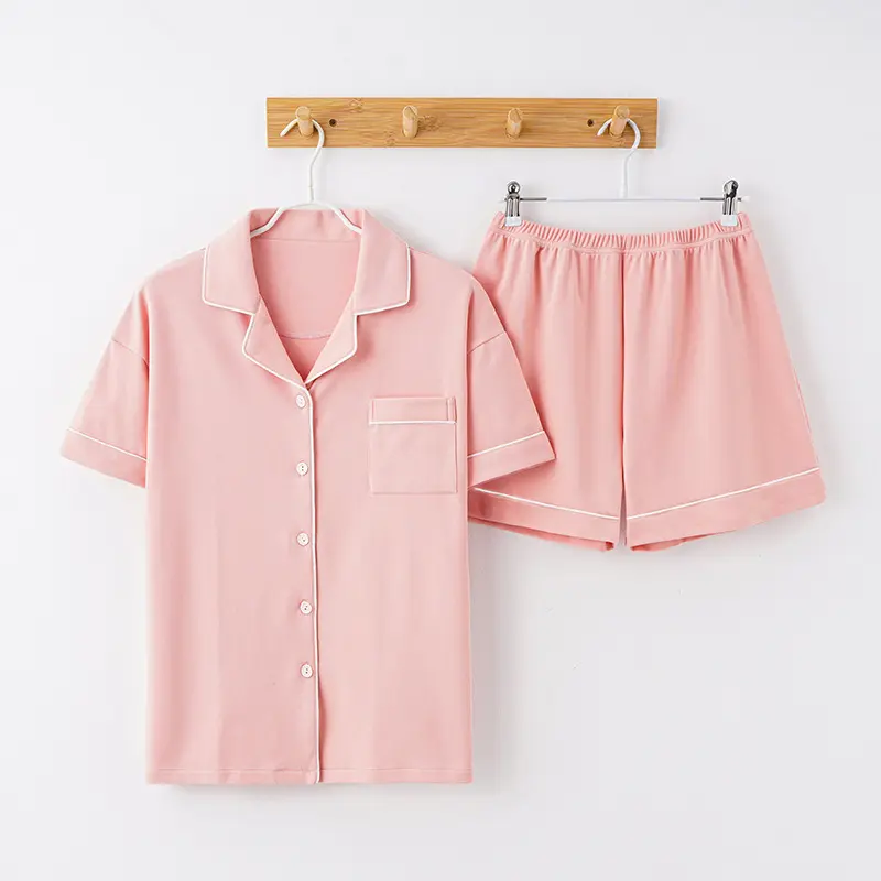 Wholesale Suppliers Summer Customize Plus Size Nightwear Short Sleeve Cotton Loungewear Pajamas For Women Sleepwear Set