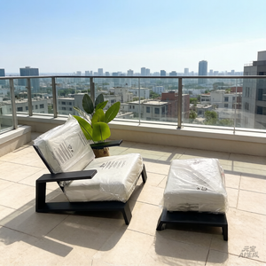 Black Aluminum Modern Waterproof Weather Resistant Outdoor Patio Lounge Chair - Product Image 1