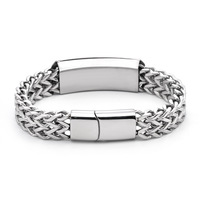 Bracelet punk pour homme, carré, double couche, acier inoxydable, hip-hop, fermoir magnétique, modèle Y20, gravure laser