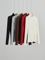 Haut à col roulé à manches longues pour femme, pull en tricot ajusté avec un mélange de lyocell et de laine de mouton pour un usage quotidien décontracté