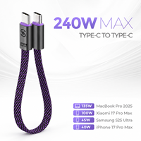 Câble USB-C vers USB-C SIKAI Compact 5A avec fixation magnétique, cordon tressé 5A PD 3.1 pour batterie externe, iPhone, ordinateur portable, 480 Mbps, 240 W, plat
