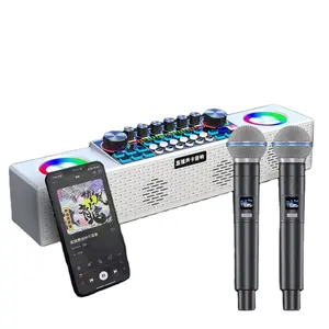 Pro Sound Equipment Speaker Sound Card With Dual Wireless Microphone Ktv Livestream Home Family KTV Studio Karaoke