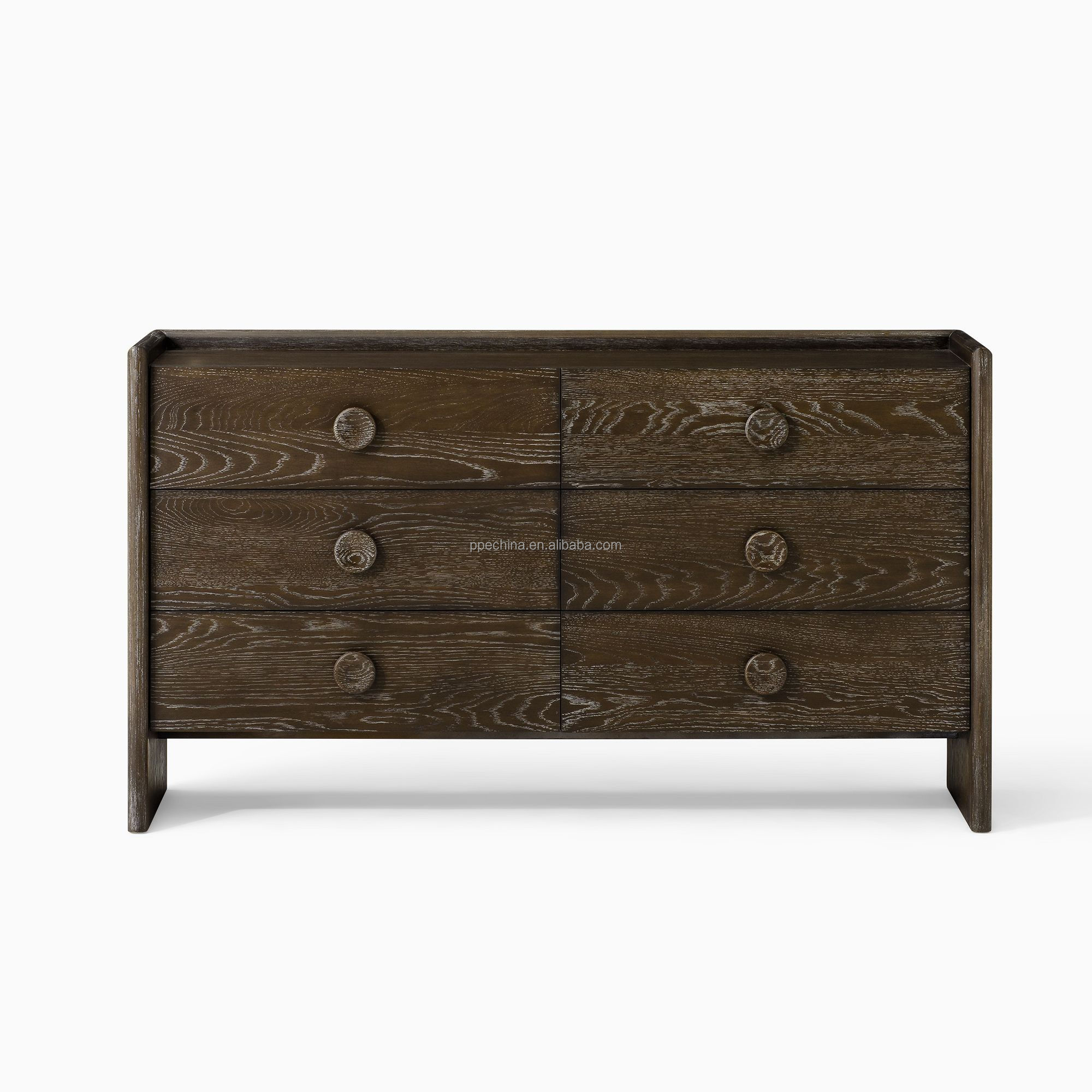 High Quality Oak Cabinet Wooden Material Solid Wood Cabinet Modern Style 6-Drawer Dresser Living Room Furniture for Home
