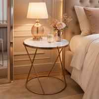 Table d'appoint ronde moderne avec cadre en métal doré et plateau en bois, marbre, bambou ou résine, table basse pour salon, OEM ODM