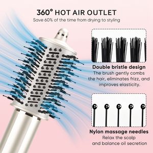 ONULISS <strong>Ionic</strong> Hot Air <strong>Brush</strong> 1400W Brushless DC Motor 8 in 1 Volumizing <strong>Hair</strong> Dryer Multistyler Curling Iron Professional Gold - Product Image 3