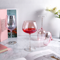 Verre à vin rouge à pied rose de style vintage de luxe léger, électroplaqué, exclusif mariage, pour coffret cadeau en verre