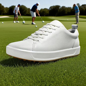 Chaussures de marche imperméables en cuir de vache pour hommes, baskets décontractées à semelle à pointes, chaussures de golf à lacets, hiver - Product Image 5