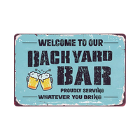 Antique Vintage Metal Signs Backyard Bar Sign 12X8 Inch Tin Sign Welcome Hanging Bar Terrace Wall Decoration for Outdoor