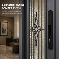 Fabricant de portes d'entrée en aluminium sur mesure, usine directe, porte d'entrée en aluminium coulé, vente en gros OEM pour villas et maisons