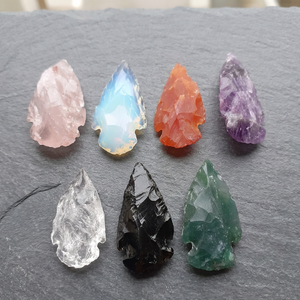 Hand Knapped Natural Gemstone Crystal Arrowheads Small Size Semi-Precious Stone Thanksgiving Home Decor - Product Image 1
