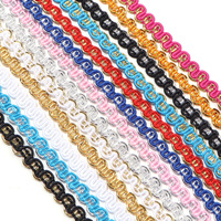 Ruban tressé en dentelle incurvée géométrique tricotée avec fil doré métallique et paillettes colorées de 6 mm, pour bordure décorative, sexy et personnalisable