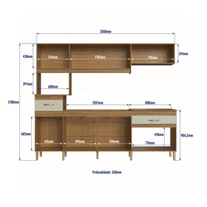 Mueble de Cocina Moderno Decibel DB-CO2624 NC CLARA, 6 Puertas, 2 Cajones, Compacto, de Madera, Aglomerado, Natural/Cristal - Product Image 4