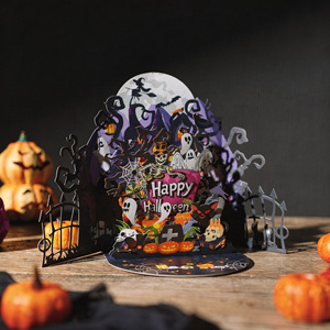 Halloween 3D greeting card Luxurious surprise pop up greeting card Demon castle troublemaker In stock Wholesale high quality - Product Image 3