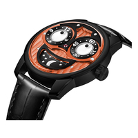 Montres mécaniques en acier lumineuses, avec affichage unique de l'heure et des phases solaires et lunaires, design d'usine et personnalisation par lots, pour marque privée
