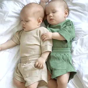 Hongbo özel bebek giysileri mısır popüler çekirdekleri rahat çocuklar takım elbise kısa kollu bluz & elastik şort bebek kıyafetleri giysileri