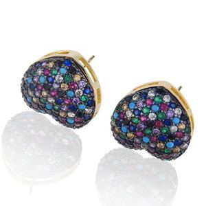 Gioielli di strass e orecchini con collana e orecchino Set di orecchini pendenti placcati in oro a forma di cuore di colore misto graziosi gioielli da <span class=keywords><strong>donna</strong></span> in ottone - Product Image 6