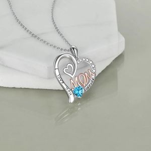 Collar con Colgante de Corazón con la Letra MOM en Plata de Ley S925 de Alta Calidad SPJ, Chapado en Rodio, con Circonita Cúbica 5A - Product Image 4