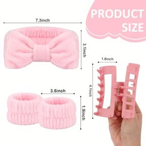 Ensemble Spa 3-en-1 : Bandeau en Peluche, Bracelets, Pinces à Cheveux, Serviette Douce pour le Visage, Accessoires de Soins et de Maquillage – Cadeau Adorable pour Femme - Product Image 2