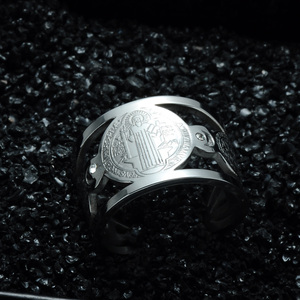 แหวนสแตนเลสสตีลหนาสำหรับผู้ชายแหวนแบบเปิดสำหรับงานแต่งงานและงานเลี้ยง - Product Image 6