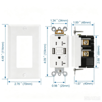 Prise murale USB Hooanke 20A GFCI, prise double USB TR 125V 4.8A, interrupteur différentiel de classe A homologué ETL