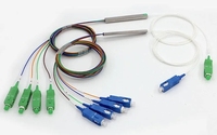 Répartiteur PLC 1x8 OEM FTTH à fibre optique G657A1 G657A2 G652D mini type avec connecteur SC/APC 1:8 1260-1650nm durable 1000 reprises