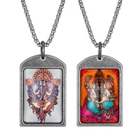 Colgante Amuleto Budista Estilo Thangka de Ganesha de Yunnique, Collar de Acero Inoxidable, Regalo Unisex 216098