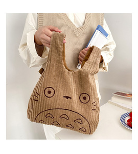 Otoño Invierno venta al por mayor 2024 INS Casual suave felpa <span class=keywords><strong>lana</strong></span> PANA lindo Totoro bordado bolso todo-fósforo caminar chaleco bolsa - Product Image 5