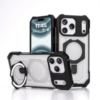 Casing Ponsel Lipat Magnetik dengan Penyangga untuk iPhone 12 13 14 15 16 17 Pro Max, Pelindung Sudut, Mendukung Pengisian Daya Nirkabel
