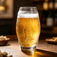Mug en verre cristal transparent de qualité supérieure avec motif en relief cousu, soufflé à la bouche, fait main, grande capacité, pour bière