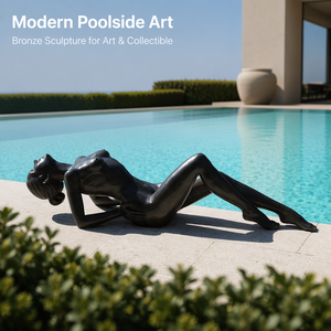 Scultura Moderna in Bronzo per Piscina, Statua di Donna Sdraiata, Figura Femminile in Bronzo Fuso per Bordo Piscina, Giardino, Patio, Villa - Product Image 1