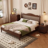Lit double moderne minimaliste de style américain en bois massif, modèle 319, tailles 1,5 m et 2,0 m, fabriqué en Chine