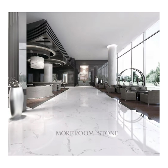 Polished 24x24 White Porcelain Tile Calacatta White Porcelain Floor Tile Marble Sintered Stone Wall and Floor Slab Tile