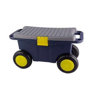 Factory direct Multifunctional PP material strengthen 2 layers plastic hardware trolley tool storage box with wheels and handles