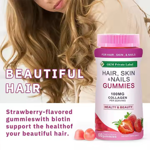 Private Label 60 Gummies Aardbeiensmaak Biotine Supplement Haar Nagel Huidgroei Beer <span class=keywords><strong>Gummy</strong></span> <span class=keywords><strong>Hair</strong></span> Vitaminen - Product Image 2