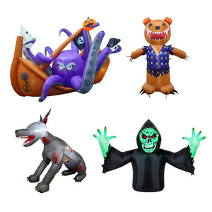 Inflatable bí ngô Inflatable ma bia mộ cú chết cây Halloween trang trí ngoài trời sân mèo đen với ánh sáng LED - Product Image 5